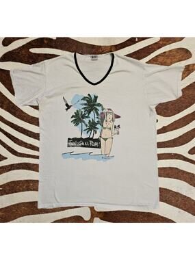 Vintage Y2K Emerson Street Oversized Beach Shirt "Fun, Sun, Rum!"